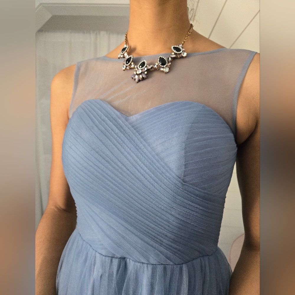 Blue Ruched Sweetheart Maxi Gown for Weddings